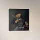 Old painting, portrait of a man with a pipe, signed and dated 57