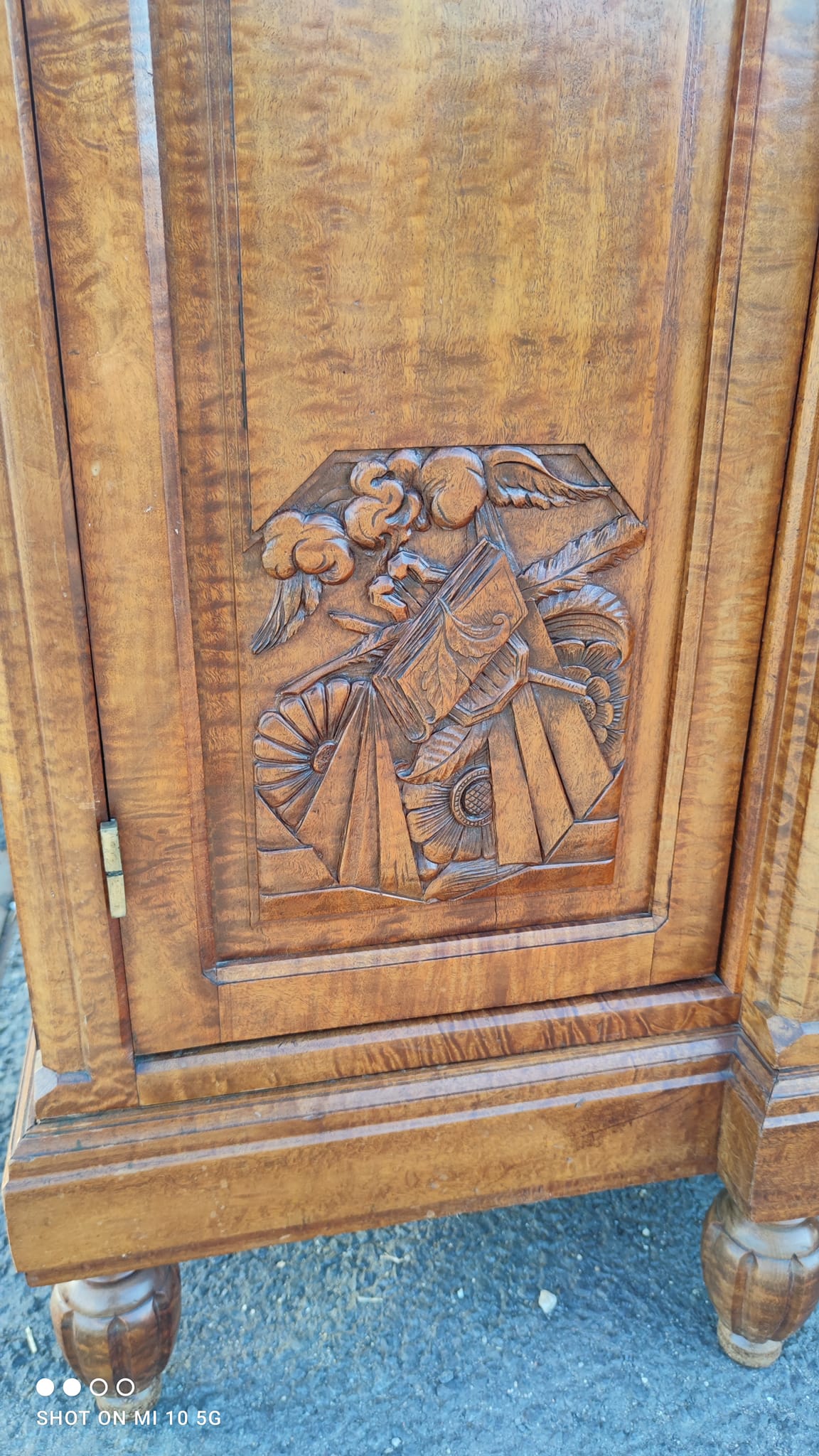 Bibliothèque de bureau 1925 en acajou ondé massif