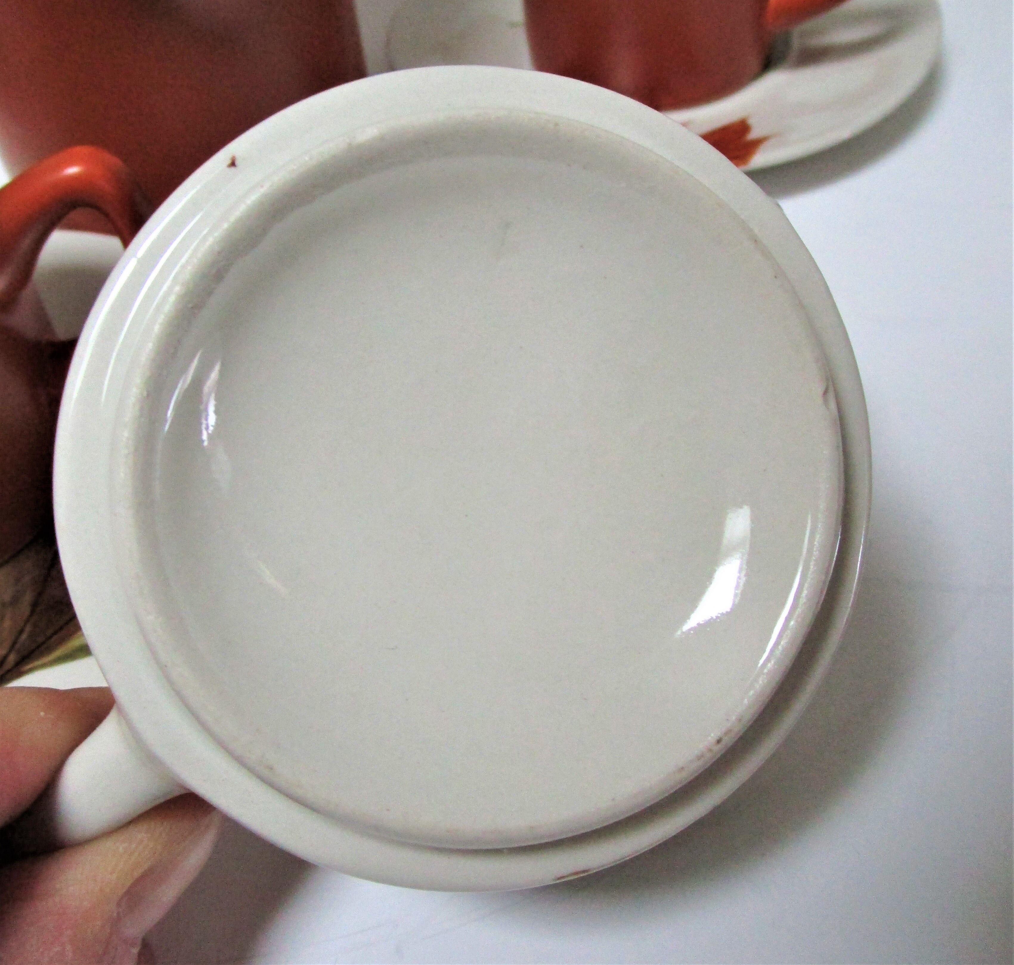 Coffee set earthenware ochre brown earth of sienna Oven King Italy vintage