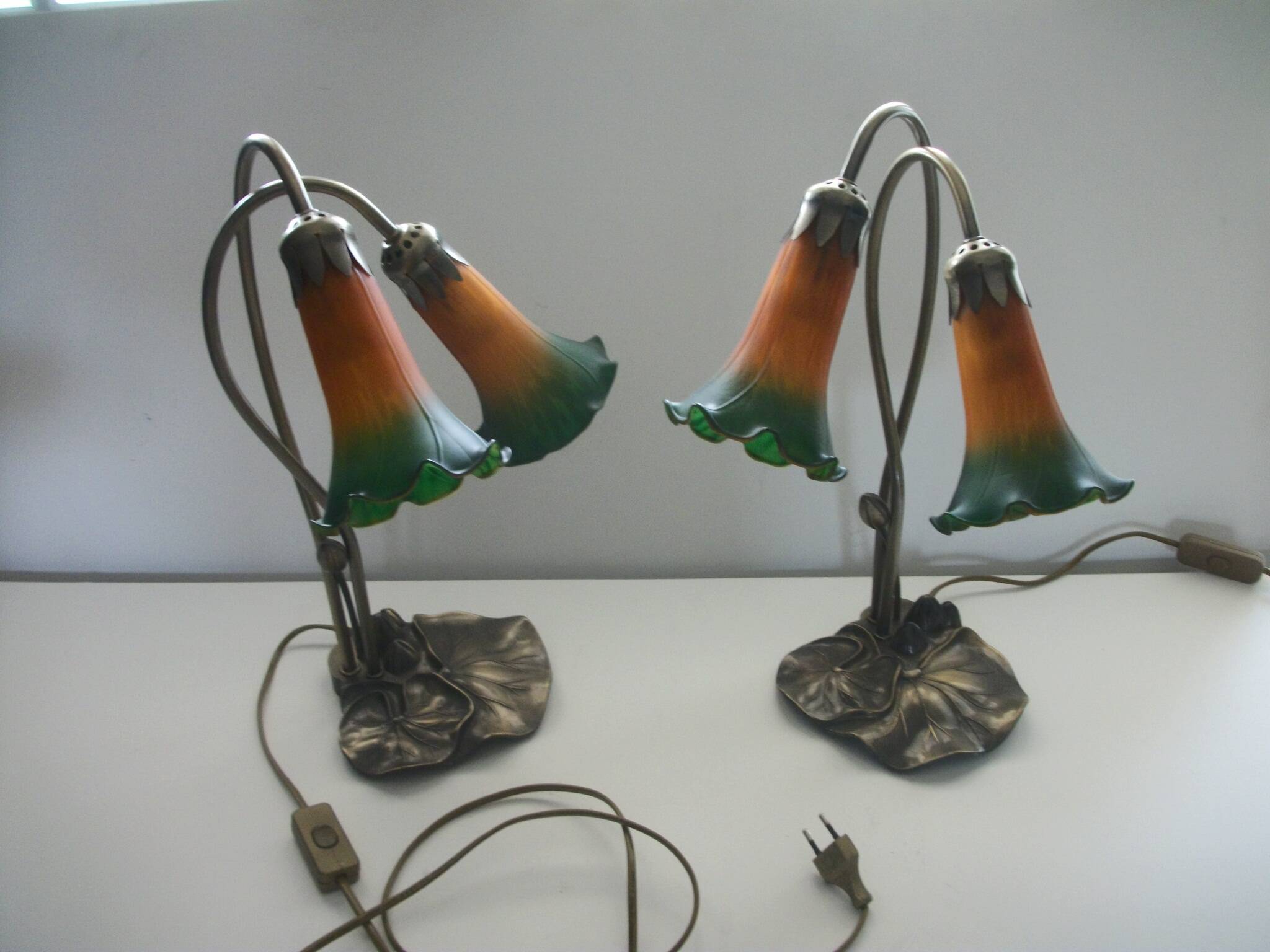 Paire de lampes nymphéas