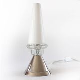 Chrome and opaline cornet lamp