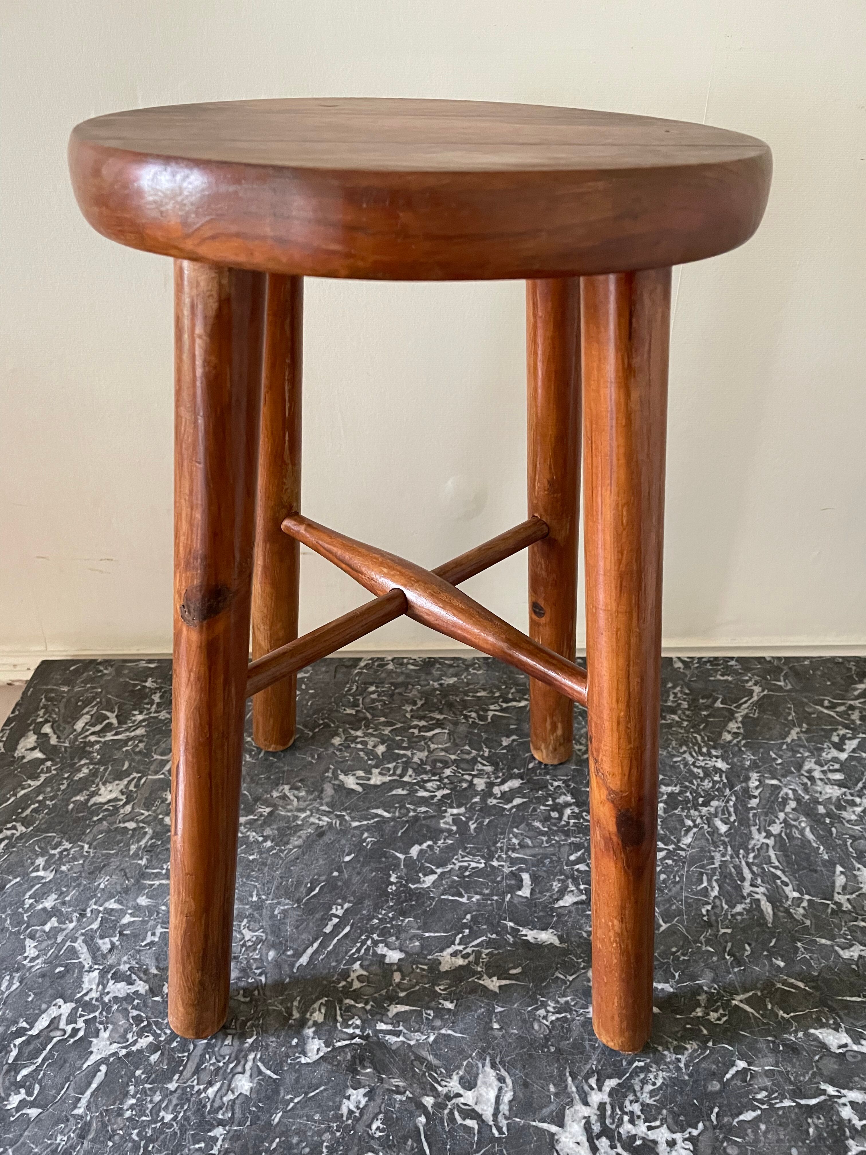 Varnished wooden stool