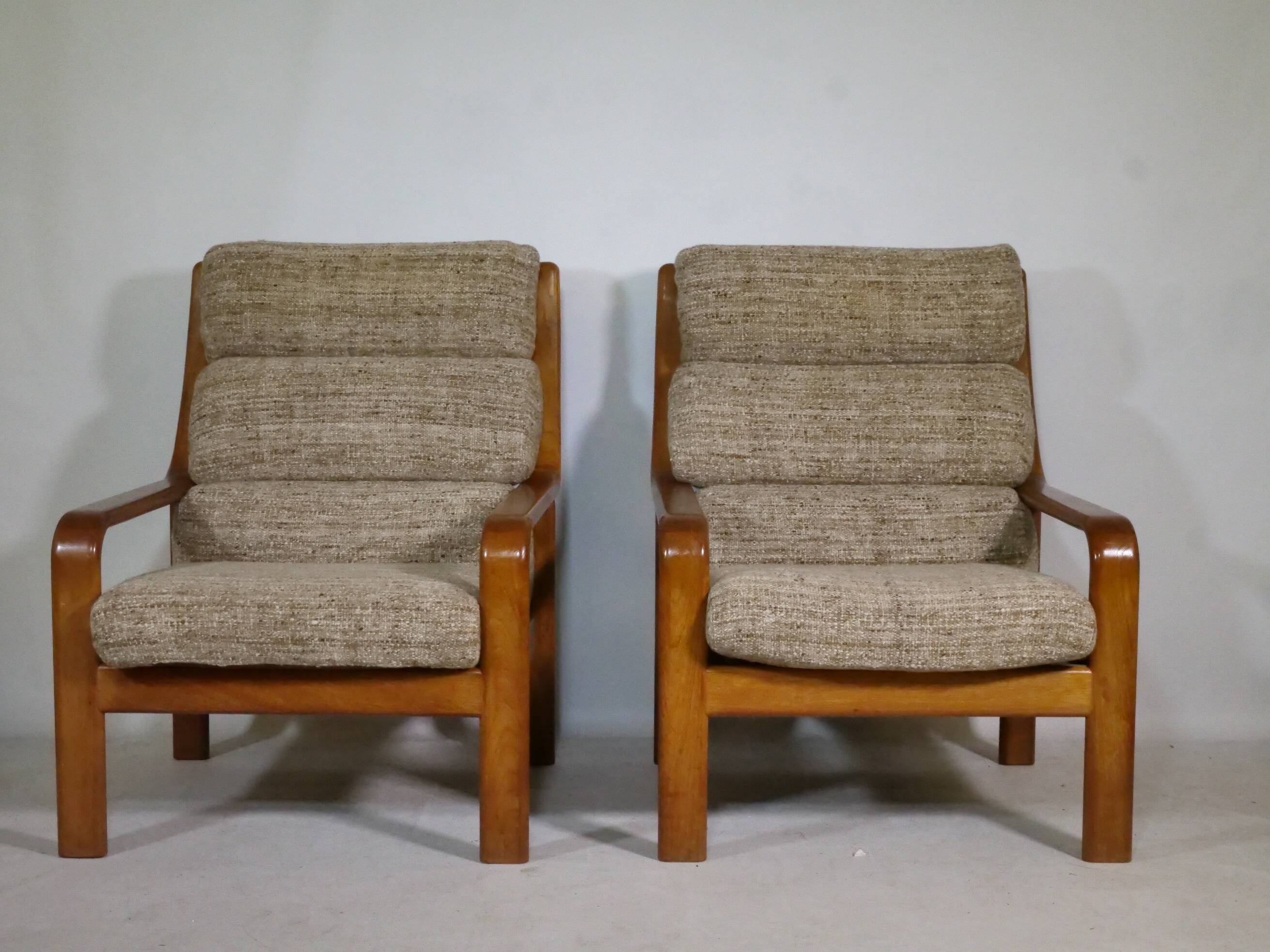 Teak Highback Lounge Chairs by L. Olsen & Søn, Set of 2, Denmark, 1960s