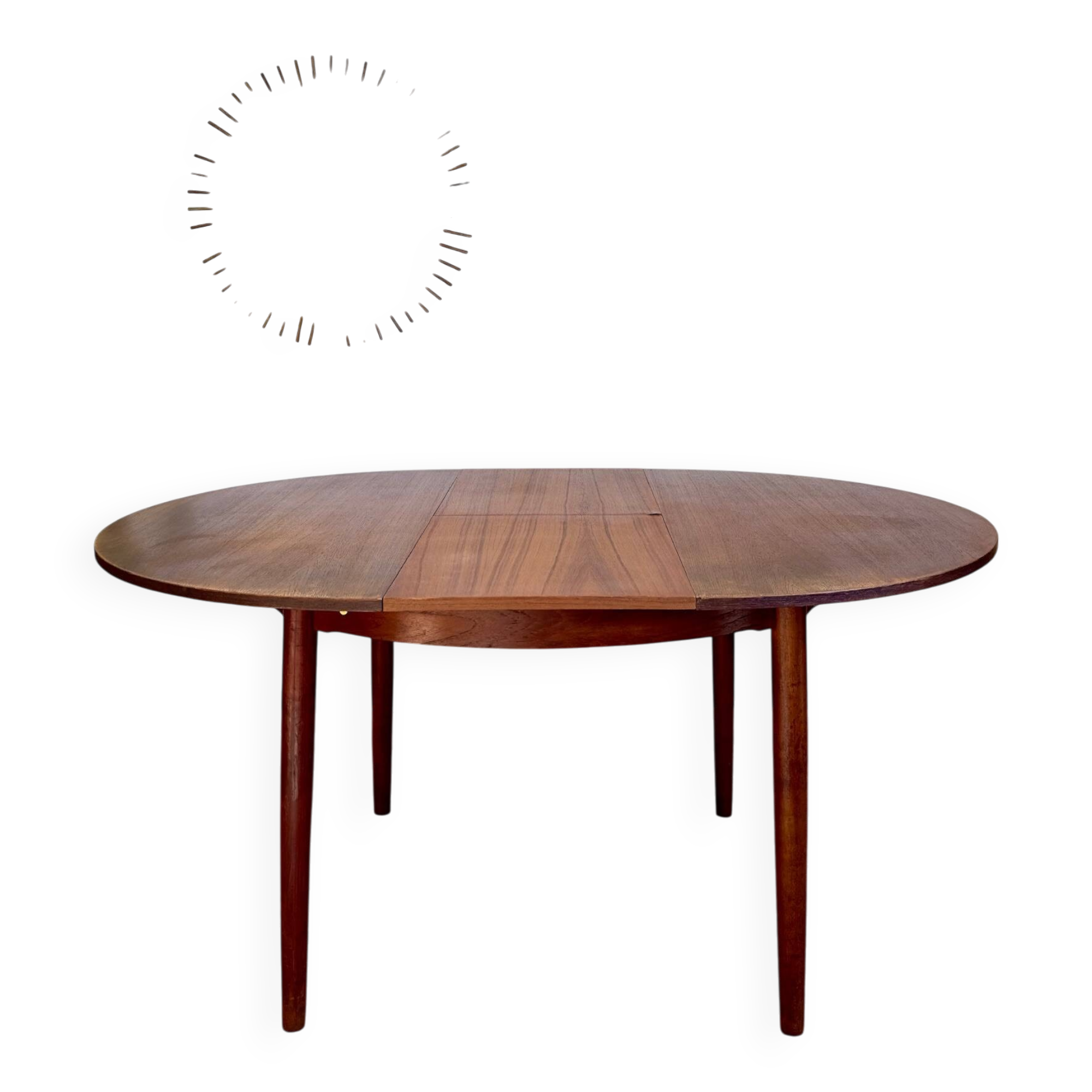 Table scandinave extensible en teck – années 60