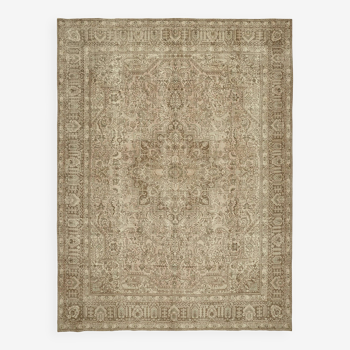 Fait à la main turc contemporain des années 1980 293 cm x 386 cm Beige Laine Tapis