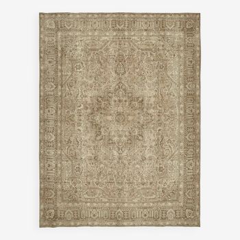 Handmade Turkish Wool Carpet 1980s 293 cm x 386 cm Beige