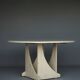 Architectural hand built Dining Table in white washed pine, 1970s