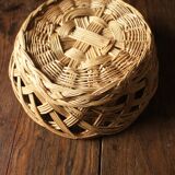 Basket basketry vintage round wicker openwork twists