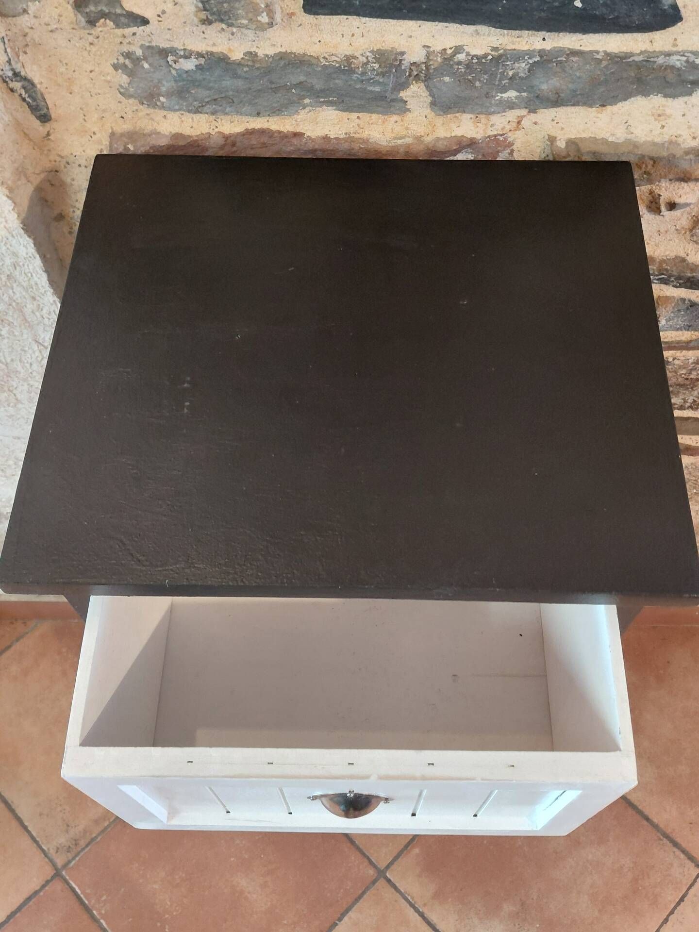 Wooden chest of drawers with 4 drawers refurbished - Black & White