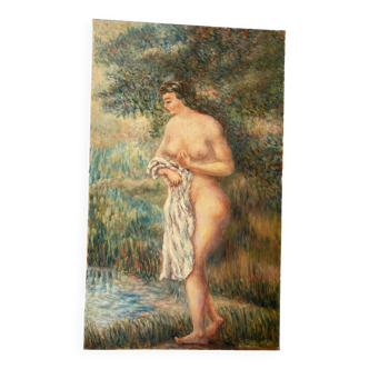 Huile sur toile nu femme romantisme