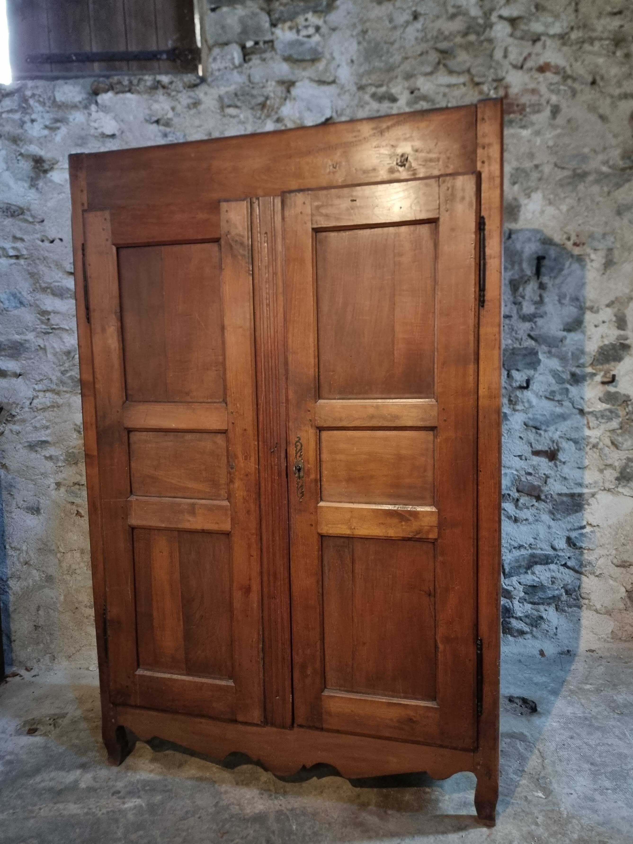 18th-century French antique cherry wood wardrobe – Rustic sideboard