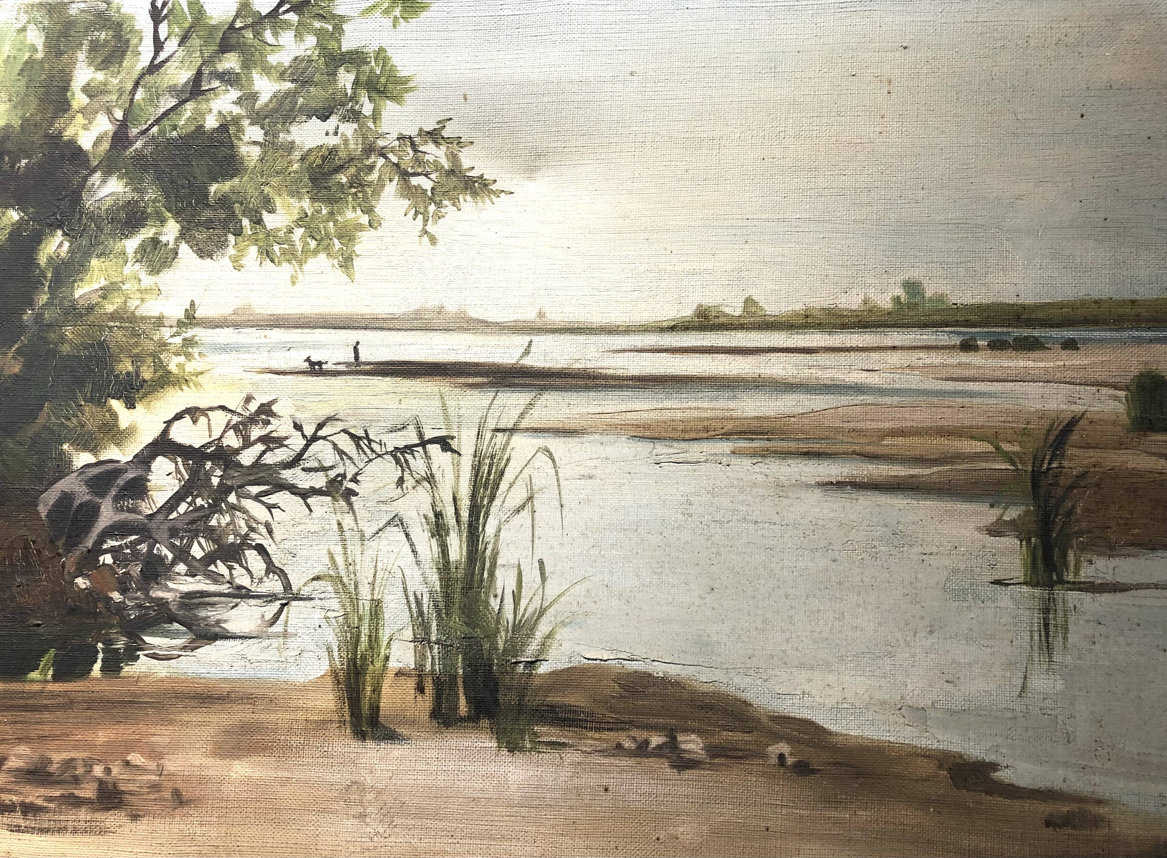 Peinture ancienne signée bancs de sable