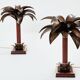 Maison Jansen style pair of bronze mahogany palm tree lamps 1960s