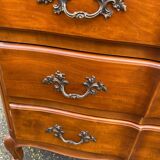 Louis XV crossbow commode in solid cherry wood from the 20th century.