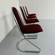 Set of 4 tubular chairs, Italian design, 70s vintage, Cantilever