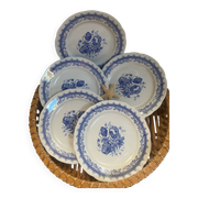 Set of 5 flat ironstone plates stamped Laveno