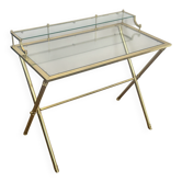 Bureau à Gradin de Style Néoclassique en Laiton et Verre, Attribué à la Mai