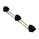 COAT RACK in gold metal and 3 black triangular PATERES circa 1960 Vintage