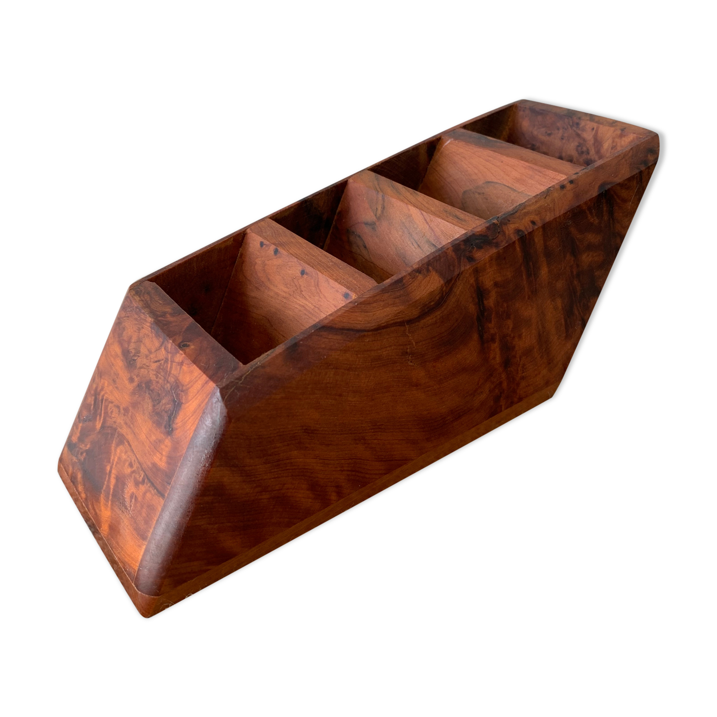 Walnut magnifying glass pencil pot