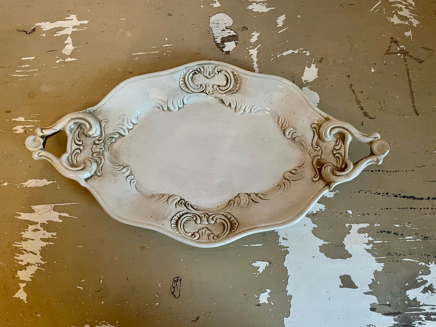 Aged white porcelain dish