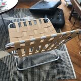 Chrome and leatherette armchair