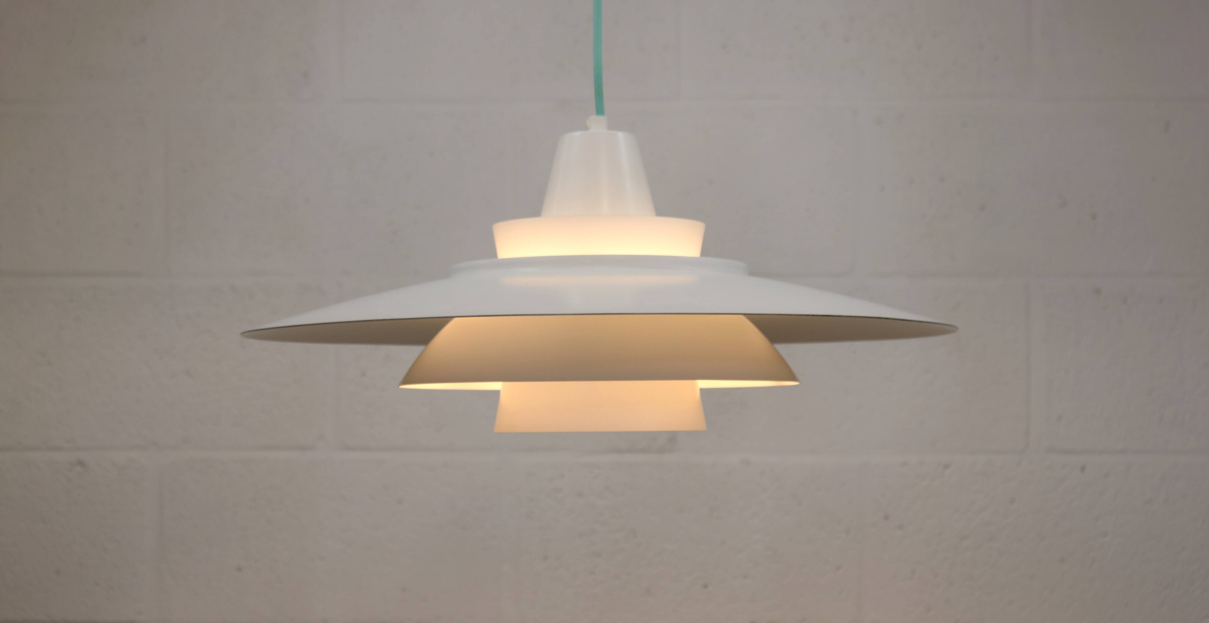 Vintage David Mogensen White Pendant Lamp, Super Light A/S, Danish Mid-Cent