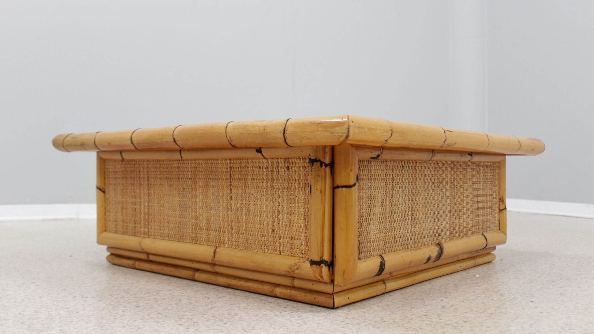 Vintage rattan coffee table dal vera 1960s
