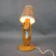 Mid-century adjustable wooden table lamp with floral shade, Czechoslovakia, 1970.