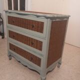 Meuble 3 tiroirs en rotin/ commode
