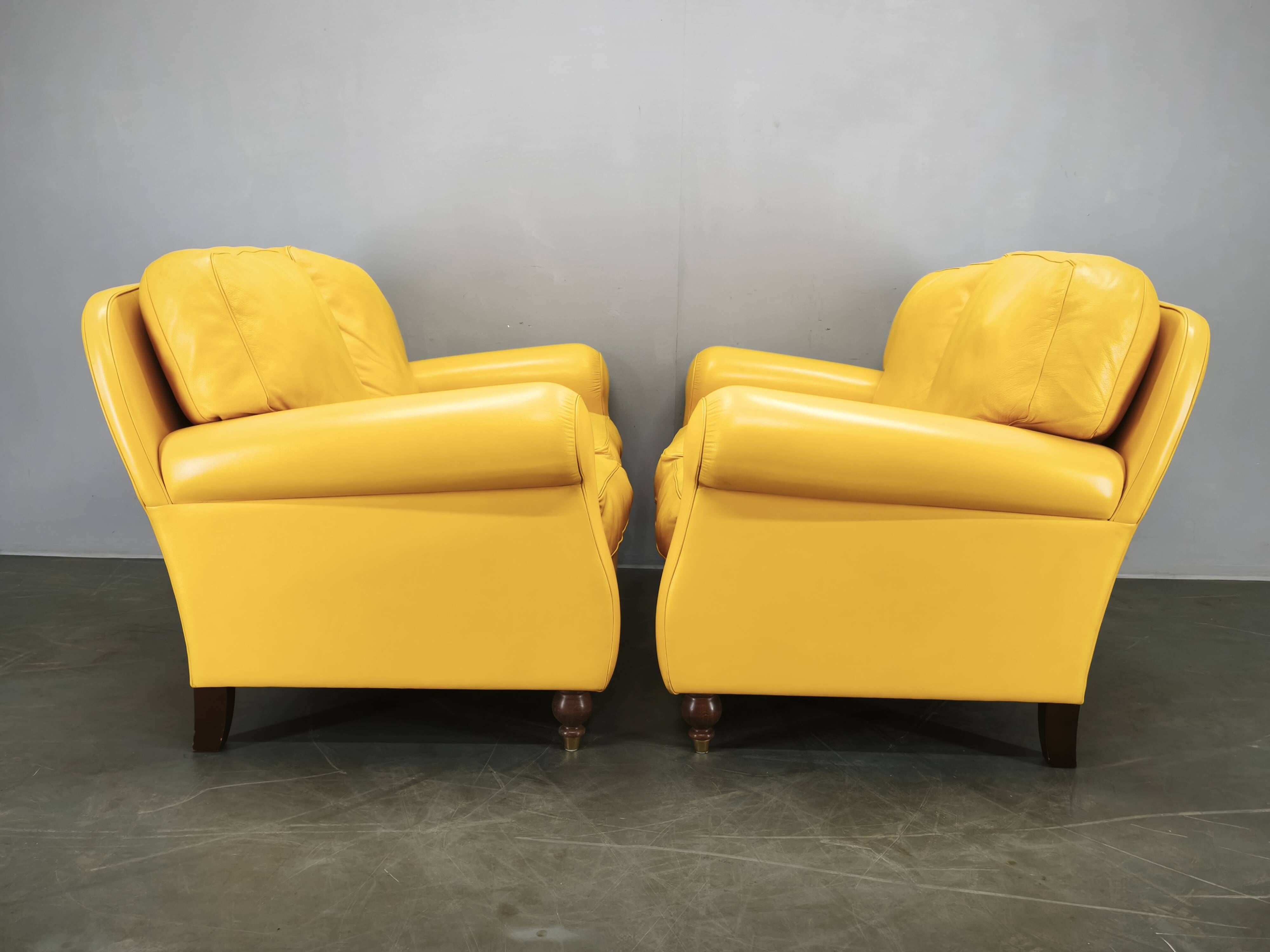 Pair of Poltrona Frau George Leather Sofas, Italy, 1992