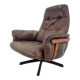 Midcentury Swivel Leather/Wood Armchair Göte Möbler Nässjö, Sweden, 1960s