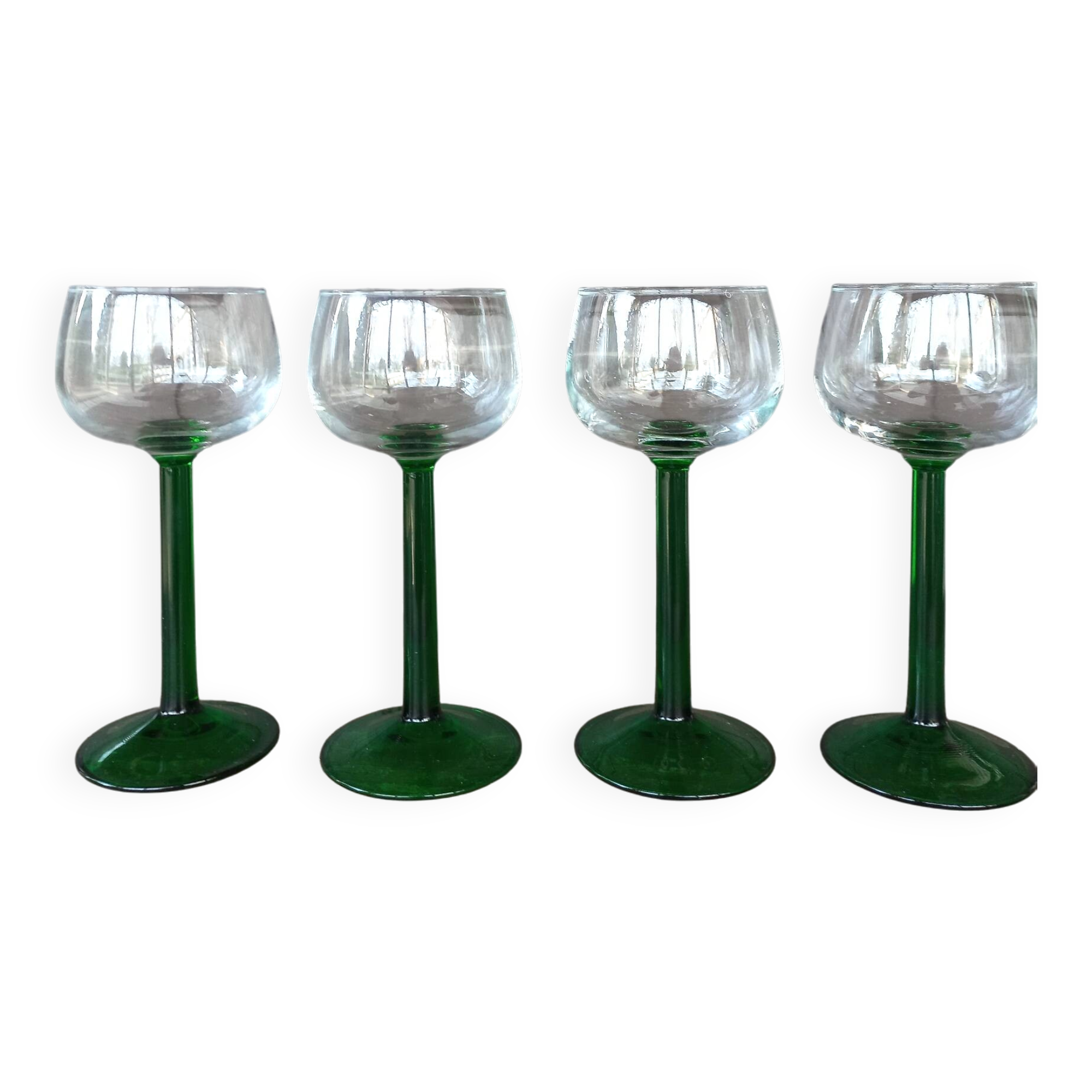 Vintage green-stemmed Alsace wine glasses