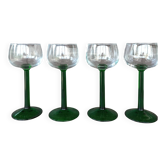 Vintage green-stemmed Alsace wine glasses