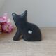 Mexican vintage black clay pottery cat sculpture figurine