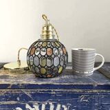 Multicolored faceted globe pendant light