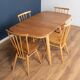 Retro Blonde Ercol Model 383 Dining Table & Four Stick Back Kitchen Dining Chairs