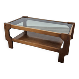 Teak coffee table with smoked glass top