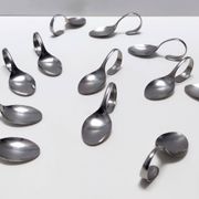 Set of Twelve Steel Serving Spoon by Pinti, Italy, 1980s