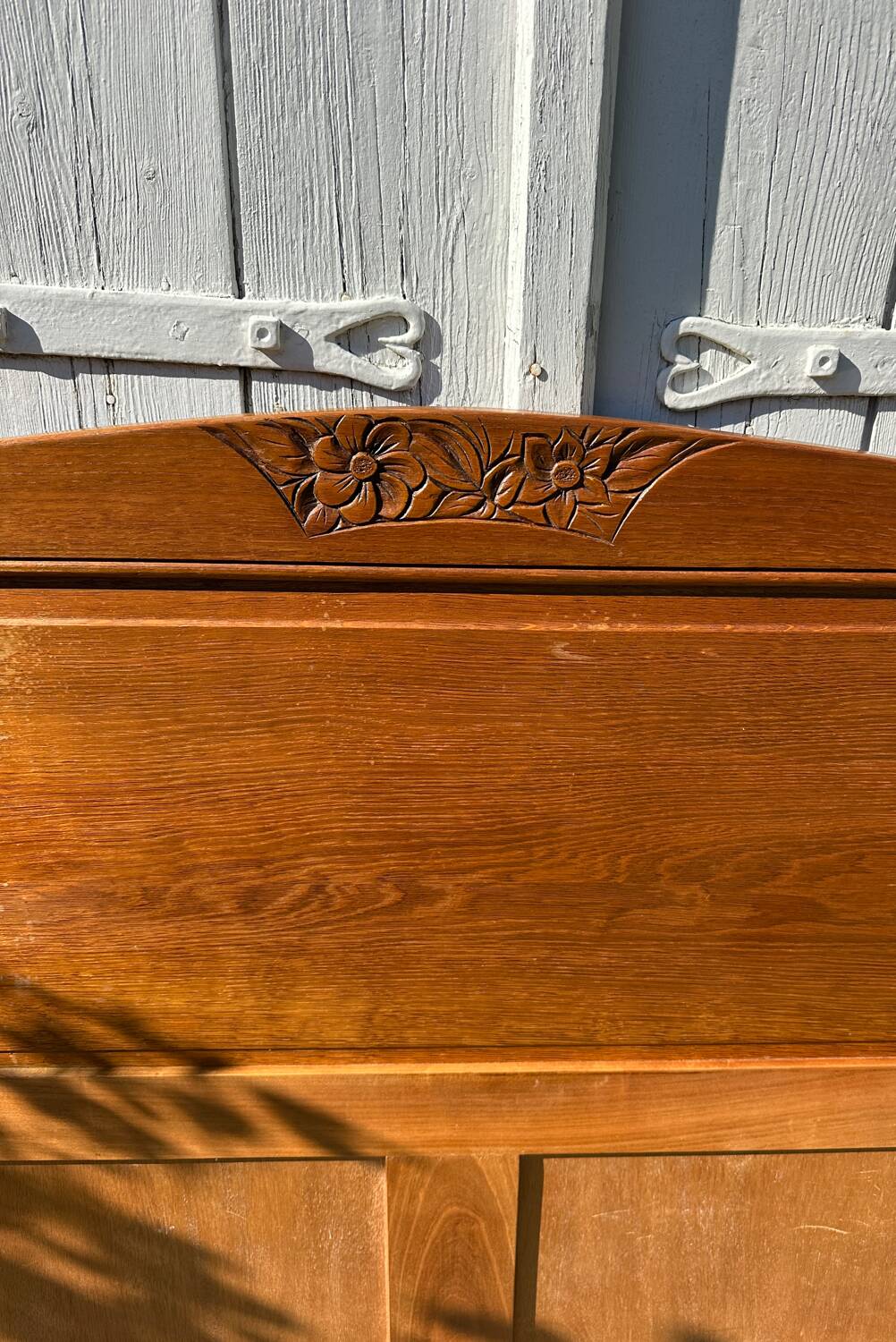 Vintage headboard and footboard in 140cm Art Deco style.
