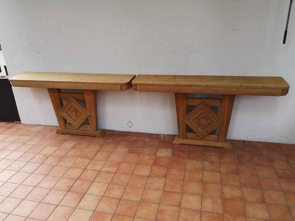 Console in whitened chene style art deco