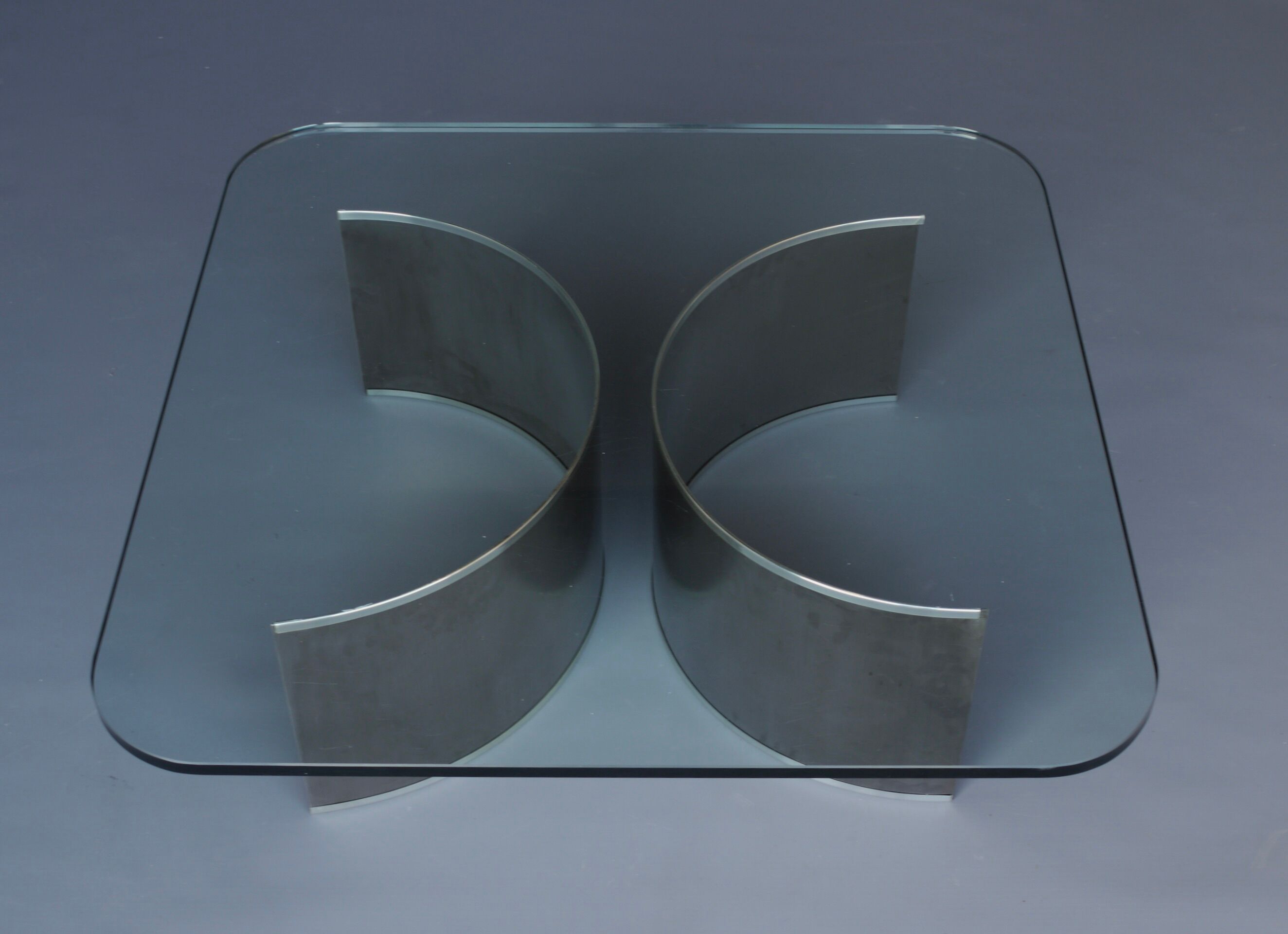 Stainless steel and glass coffee table, 1970s