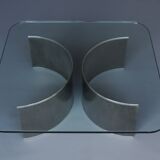 Stainless steel and glass coffee table, 1970s