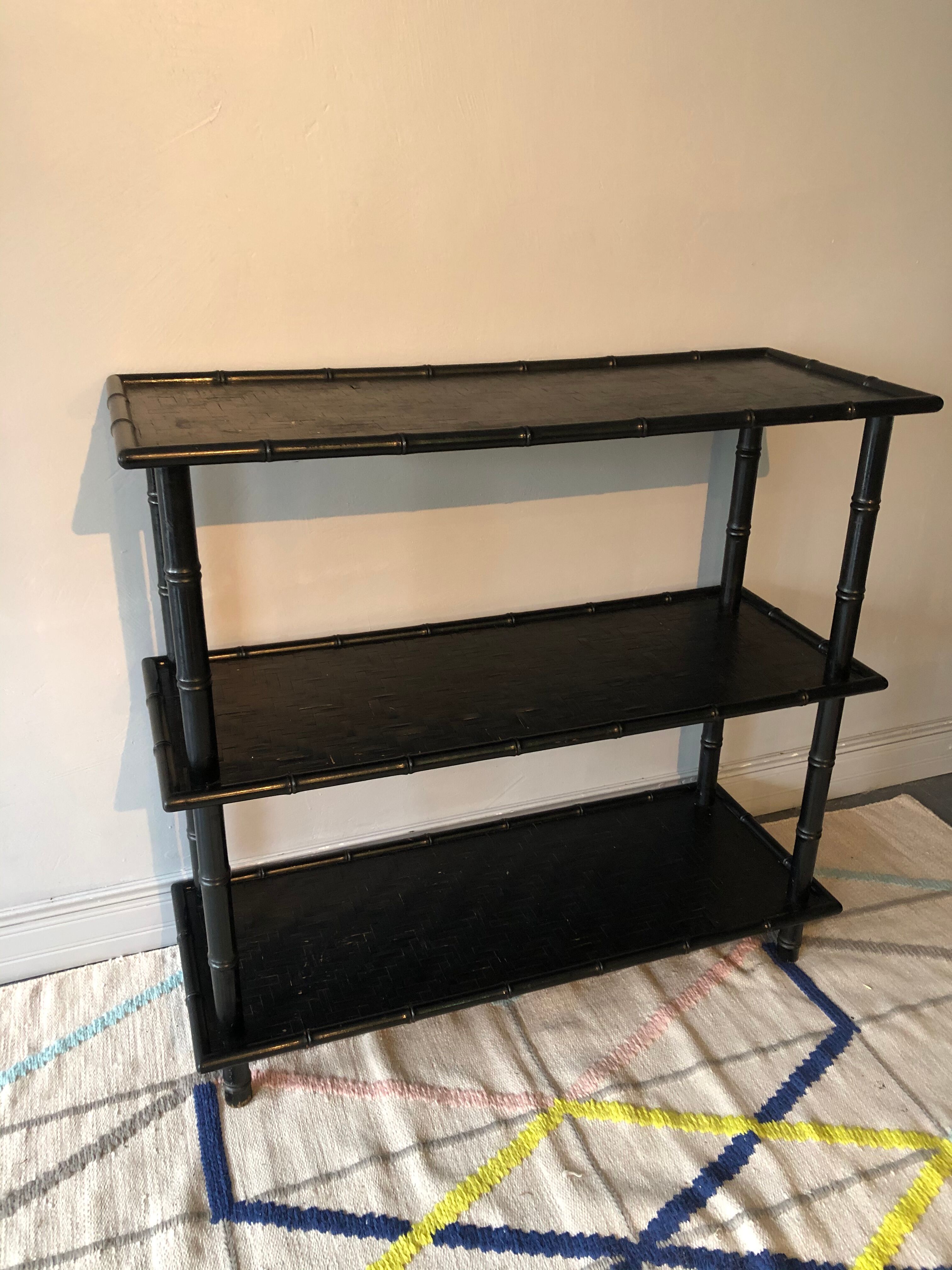 Vintage bamboo black shelf