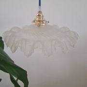 Suspension abat-jour vintage en verre dépoli