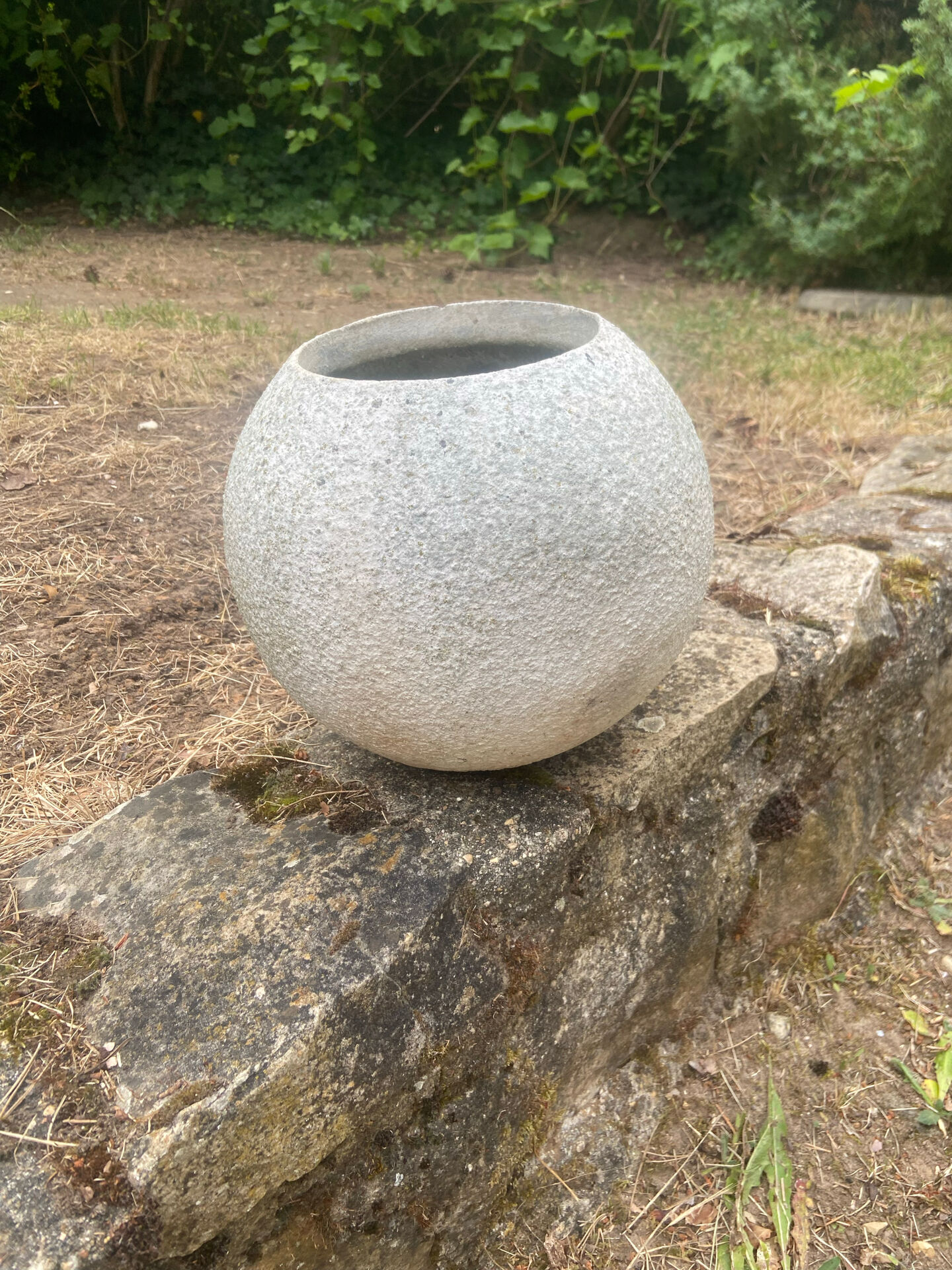 1960s concrete ball planter