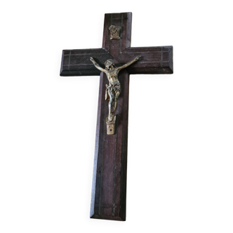 Old crucifix in wood and brass