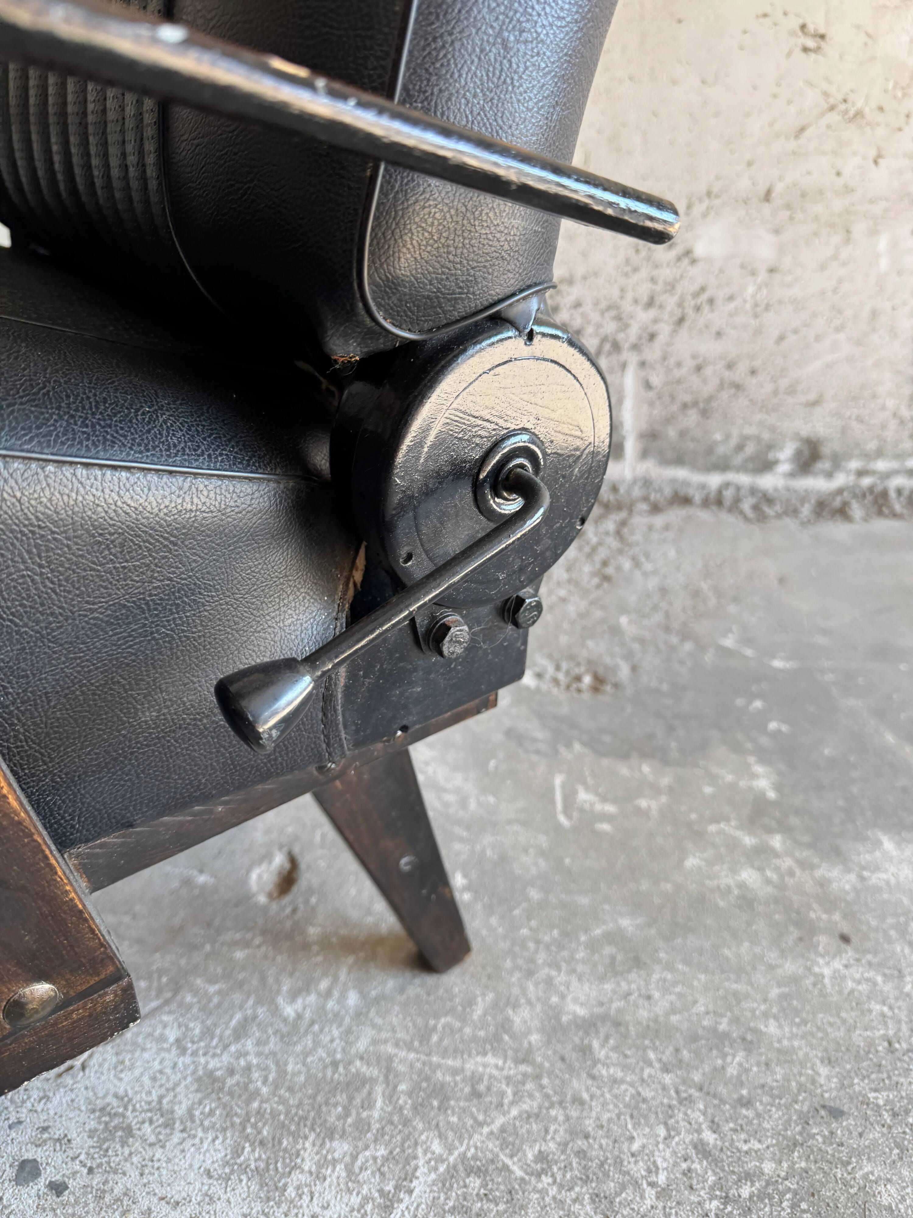 Vintage racing seat in black faux leather