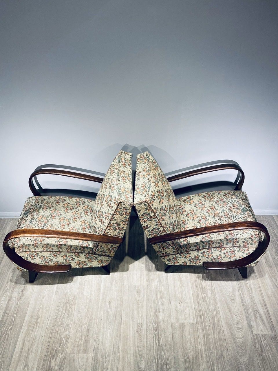Paire de fauteuils vintage Halabala H 227 Art Déco
