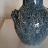 Accolay pottery Yonne - Double handle woven vase - Blue-grey glazed stoneware