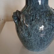 Accolay pottery Yonne - Double handle woven vase - Blue-grey glazed stoneware